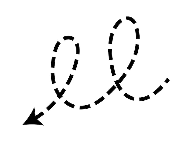 Dashed arrow set vector doodle dot line dunne wijzer pijlen