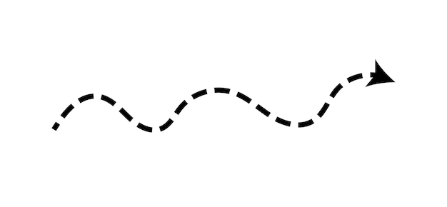 dashed arrow set vector doodle dot line thin pointer arrows