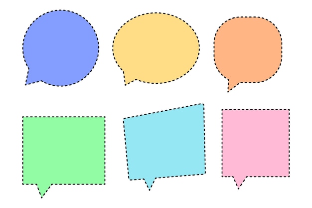 Vector dashed line message bubbles set