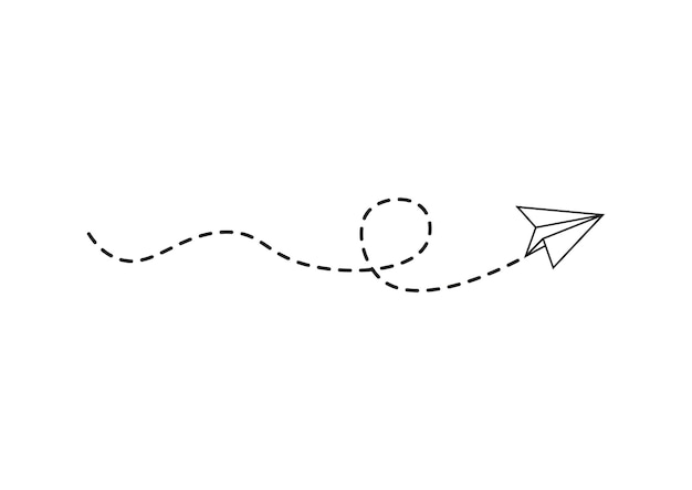 Vector dashed line paper airplane route