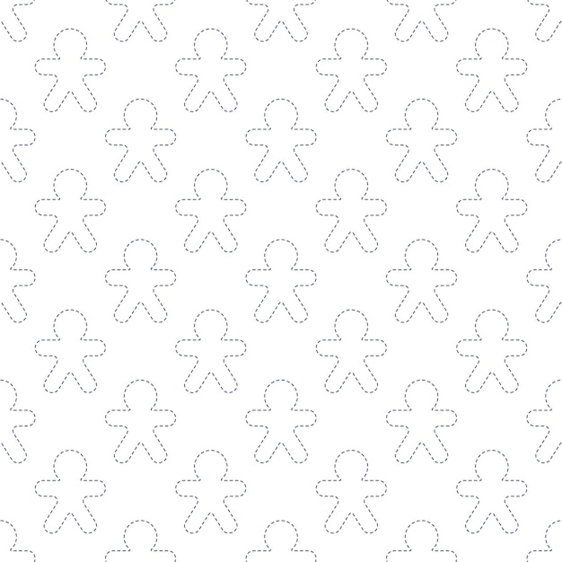 Dashed Line People Blue Silhouette Seamless Pattern vector illustration