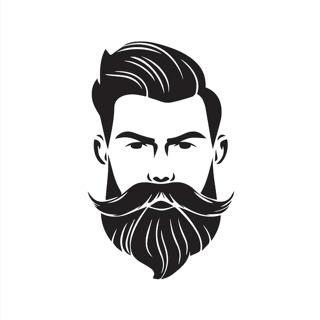 Vector a dashing portrait of a stylish man with a suave haircut wellgroomed beard and sharp mustache