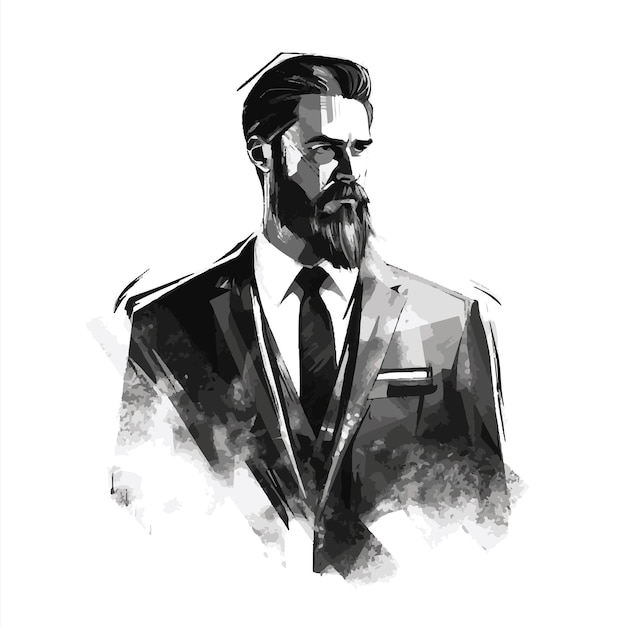 A Dashing Portrait of a Stylish Man with a Suave Haircut WellGroomed Beard and Sharp Mustache