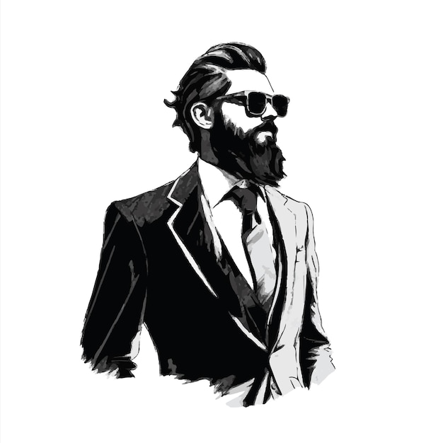 A Dashing Portrait of a Stylish Man with a Suave Haircut WellGroomed Beard and Sharp Mustache