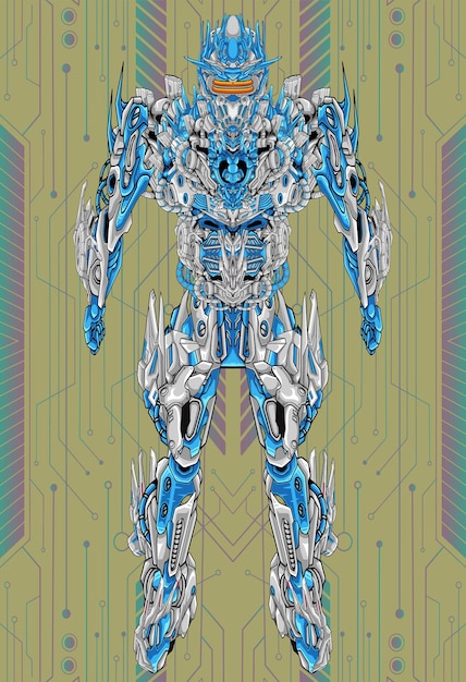 Vector dashing robot artwork illustration