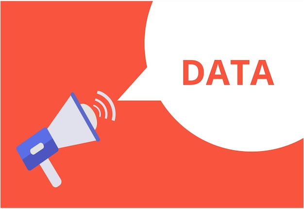 Data aankondiging spraak bubbels met megafoon Data tekst spraak bubbles vector illustratie