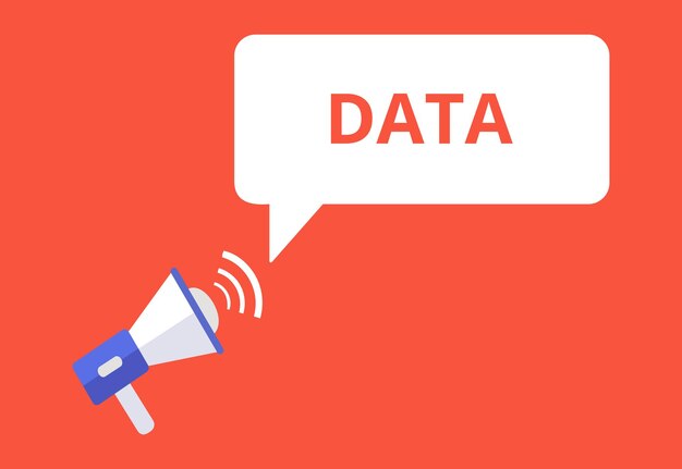 Data aankondiging spraak bubbels met megafoon Data tekst spraak bubbles vector illustratie