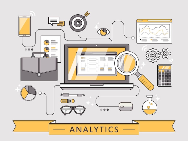 data-analyseconcept in dunne lijnstijl