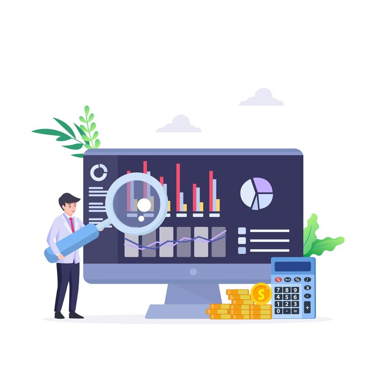 Data analysis for business finance investment concept