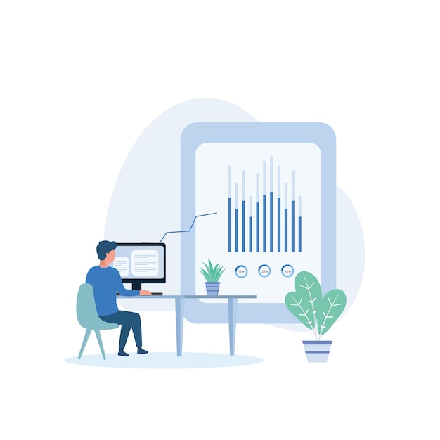 Vector data analysis business illustration concept