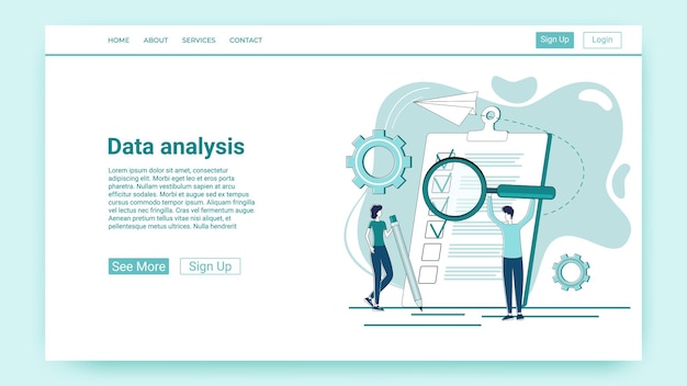 データ分析 ビジネス統計処理と分析 緑のスタイルのイラスト