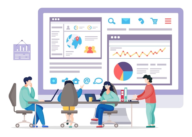 People Analysing Stats and Data in Visual Form Stock Vector - Illustration  of attracting, documentation: 173854319