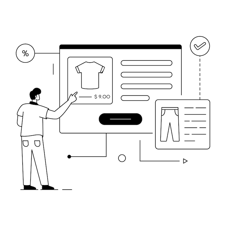 Vector data analysis character based line illustration