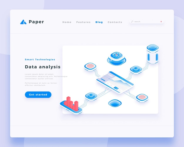 Data analysis concept landing page header template