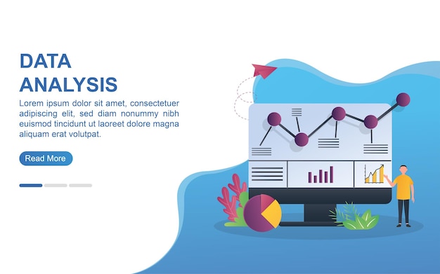 Vector data analysis concept for landing page or web banner.