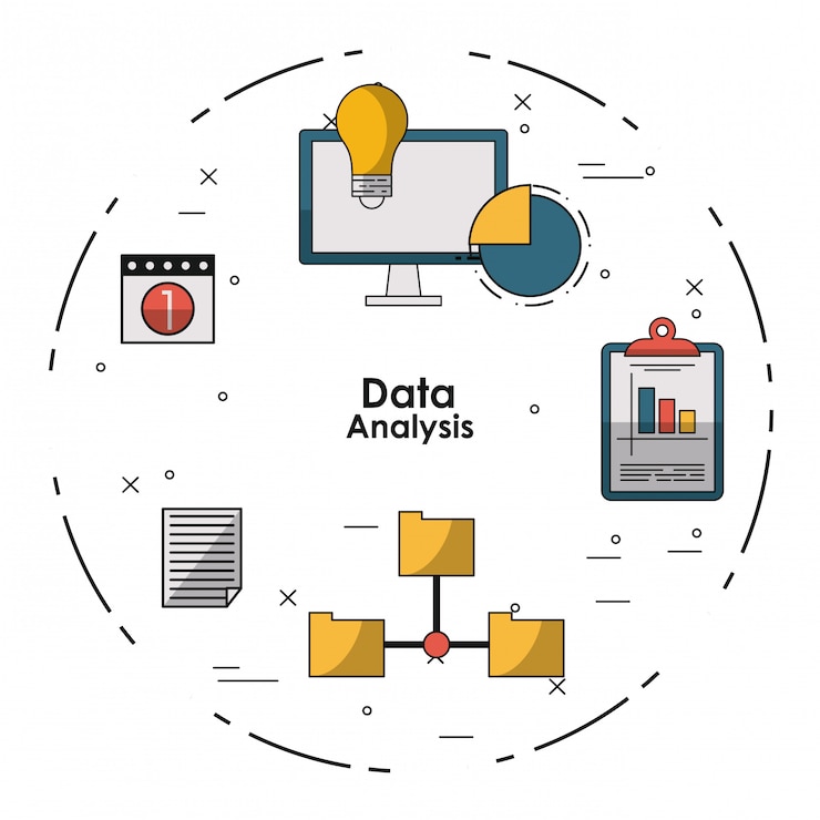 Vector data analysis concept with elements