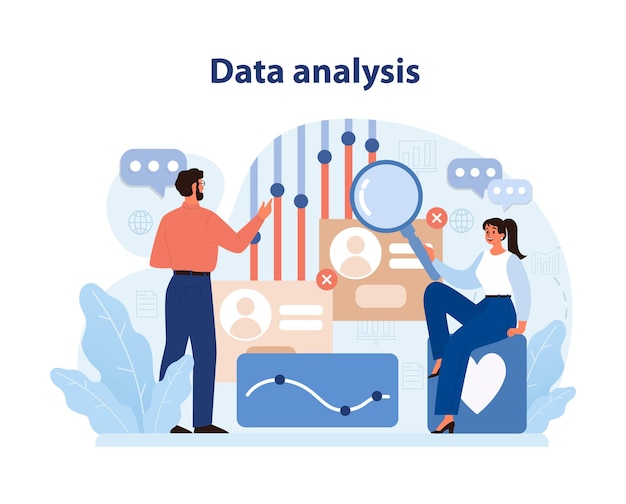 Vettore l'analisi dei dati nel coinvolgimento dei consumatori i professionisti utilizzano l'analisi dei data per acquisire informazioni sui consumatori