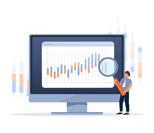 Vettore cruscotto finanziario per l'analisi dei dati o entrate aziendali contabili o profitti da investimenti diagramma blu sulla pagina web