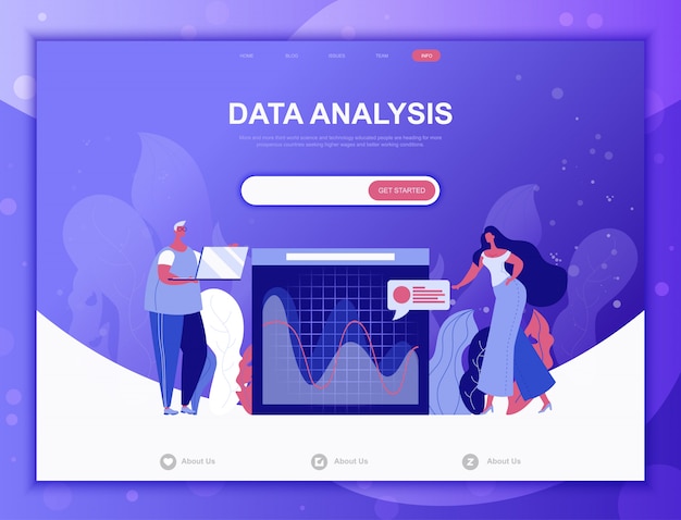 Data analysis flat concept, landing page web template