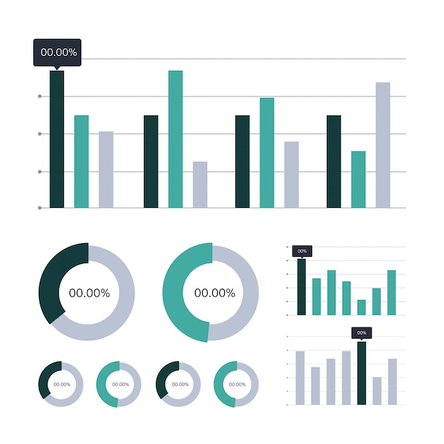 Vector data analysis graph and chart  icons