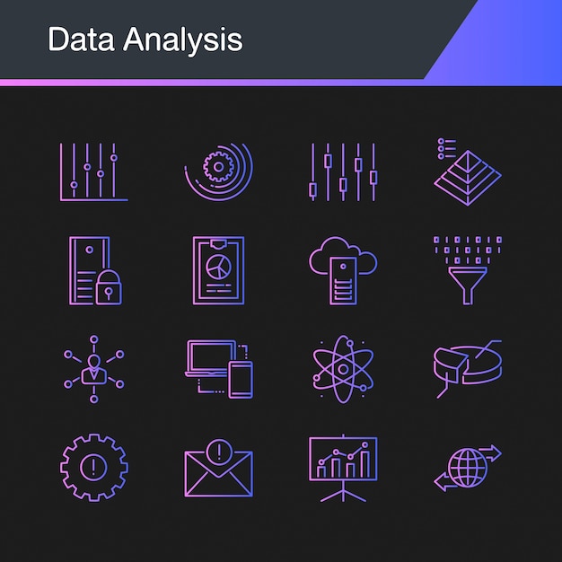 Vettore icone di analisi dei dati