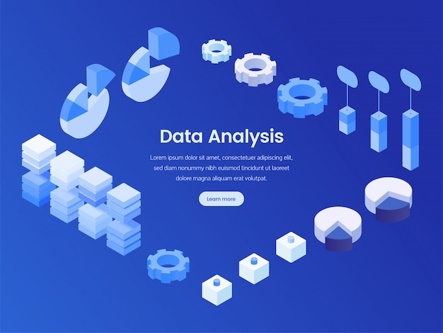 Data analysis isometric landing page