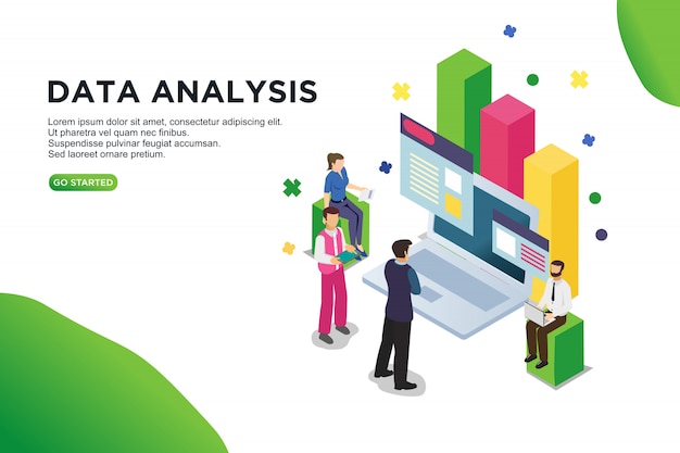 Анализ данных изометрические вектор иллюстрации концепции.