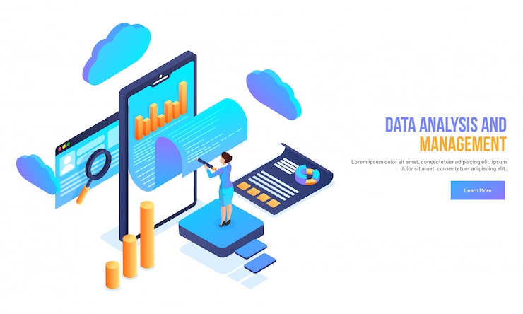 Vector data analysis and management concept.