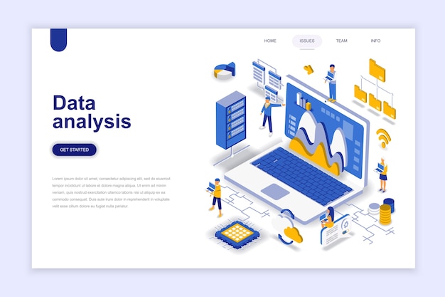 Data analysis modern flat design isometric concept.