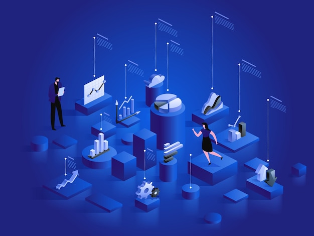 Data analysis network mainframe vector isometric