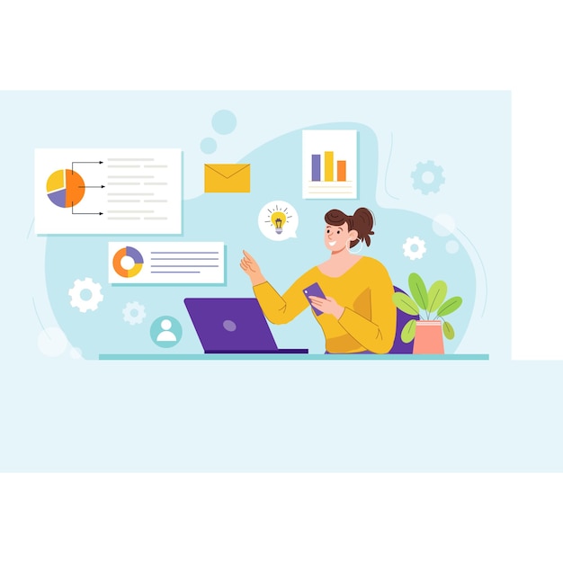 data analysis and presentation business infographics illustration