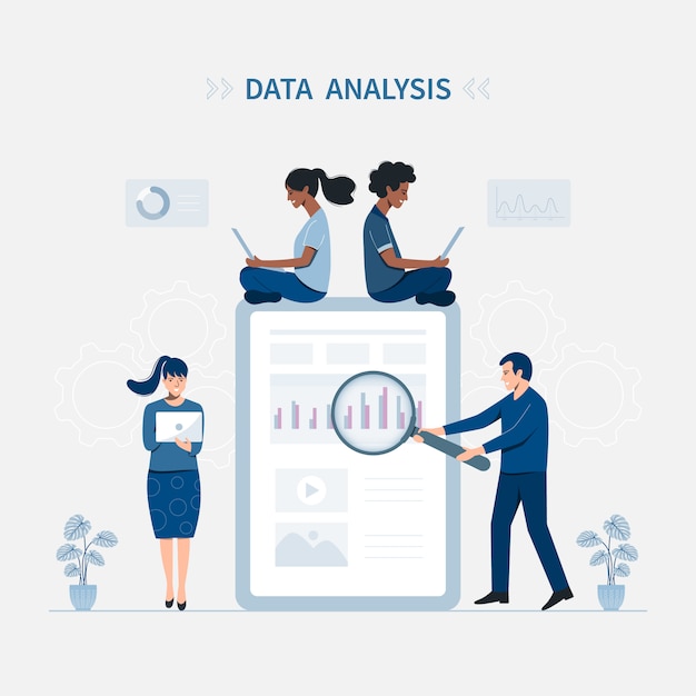 Concetto dell'illustrazione di vettore di analisi dei dati.