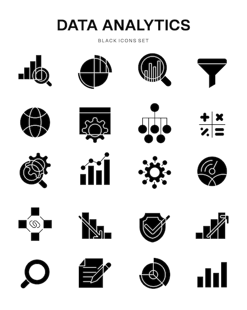 Data analytics development web icon black icons collection