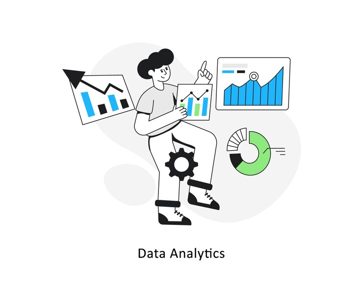 Vector data analytics flat style design vector illustration stock illustration