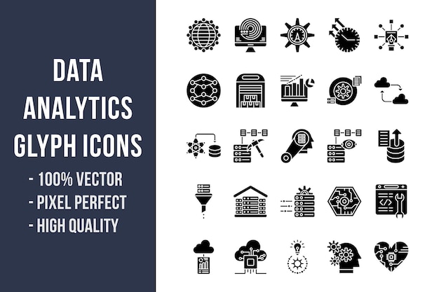 Data Analytics Glyph Icons