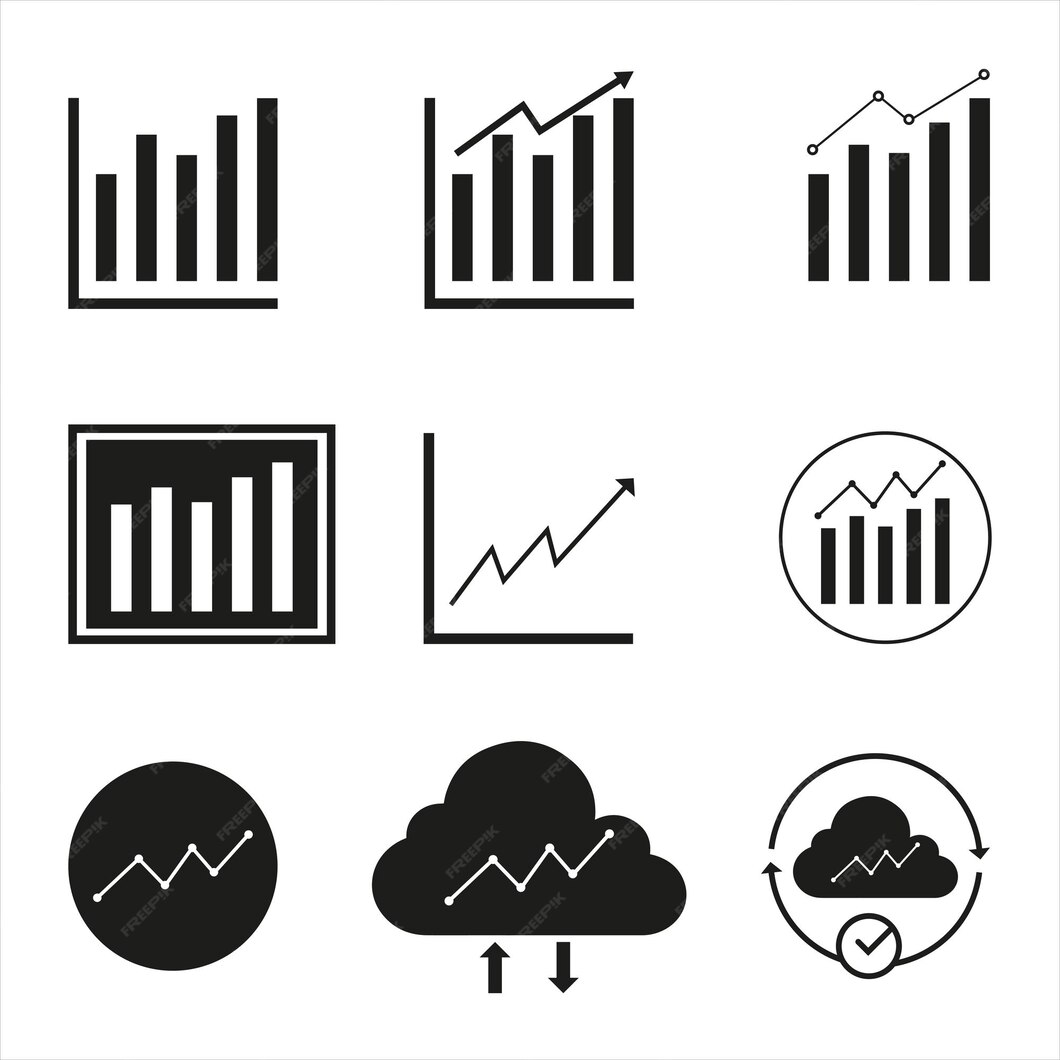 Premium Vector | Data analytics icon set on white background