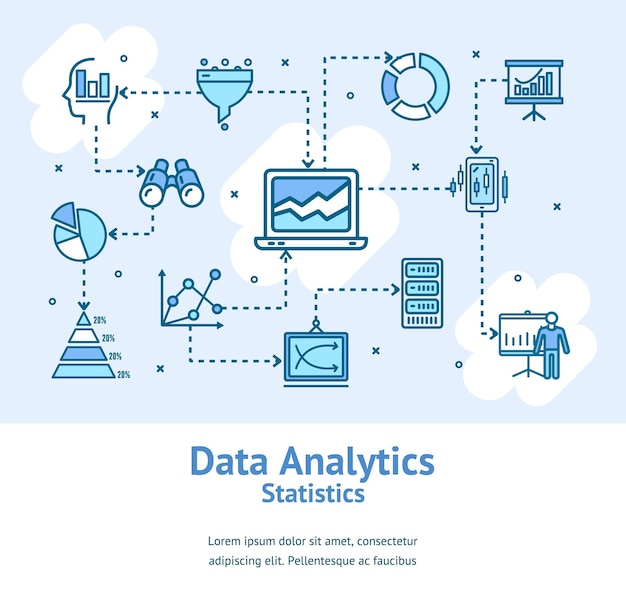 Data Analytics Statistieken Tekenen Banner Card Vector