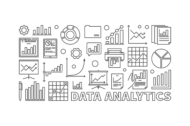 Vector data analytics vector linear concept illustration