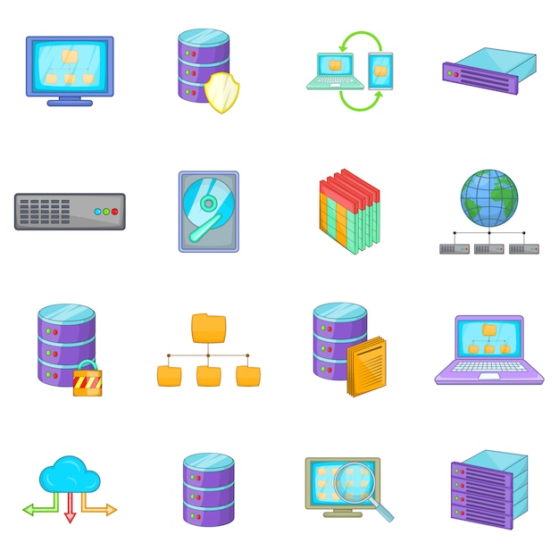 Vector data base icons set