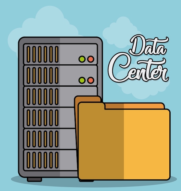 data center cabinet and folder icon 