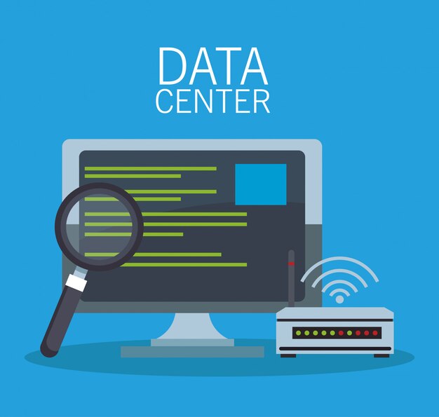 Data center computer and wifi router 