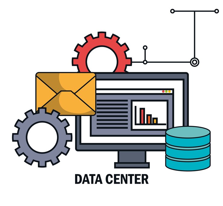 Vector data center email work isolated 