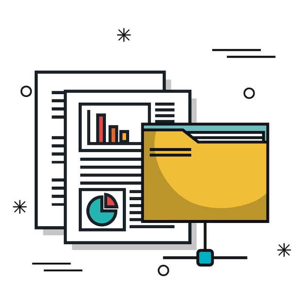 data center flat line icons vector illustration design