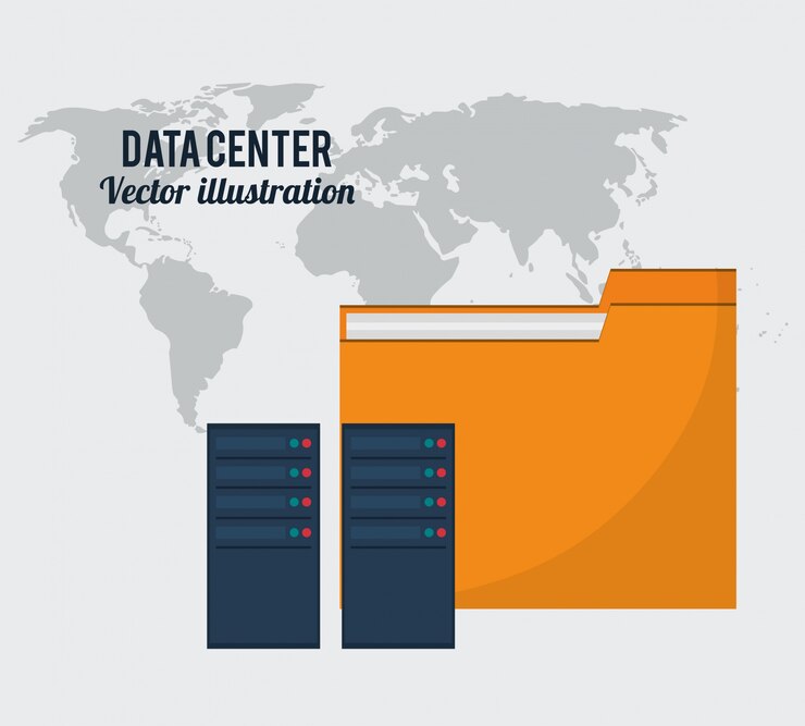 Vector data center folder file storage global