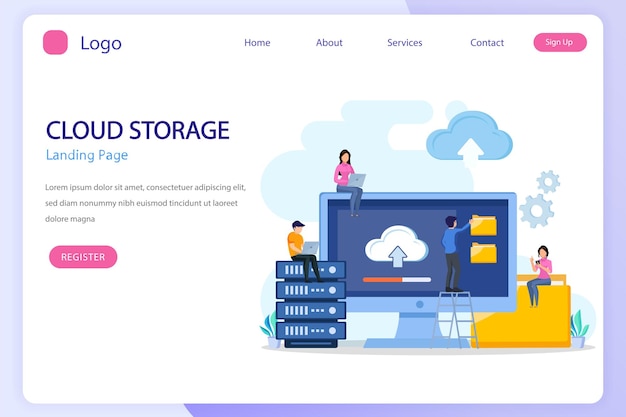 Vector data center hosting cloud storage server storage big data flat vector