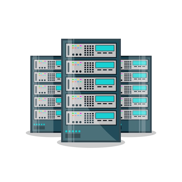 Icona del data center in stile piatto illustrazione vettoriale del datacenter del computer su sfondo isolato concetto di business del segno della nuvola di archiviazione