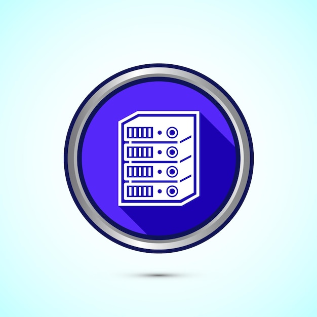 Data center icoon ontwerp illustratie Computer server vector icoon Blauwe schaduw knop ontwerp