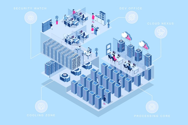 Data Center Isometric Concept