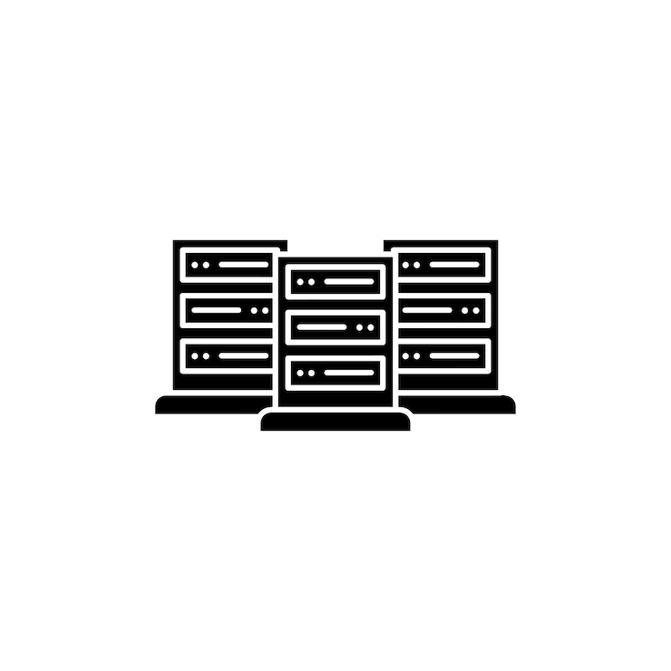 Vector data center line icon isolated on white background
