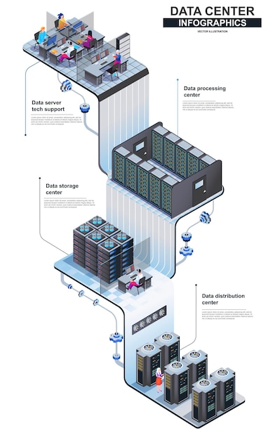 Data center modern isometric concept illustration